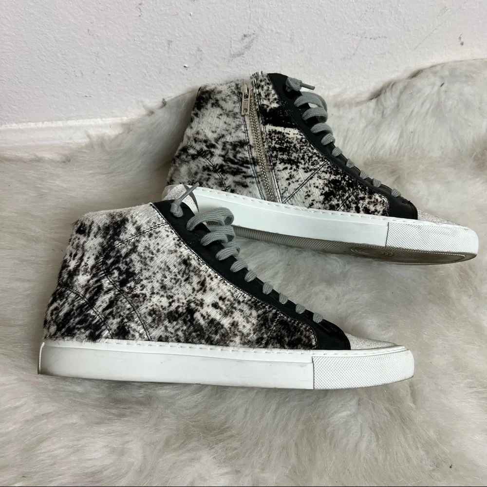 P448 Cow Hide Print Star 2.0 Calf Hair High Top Sneakers - Picture 9 of 9